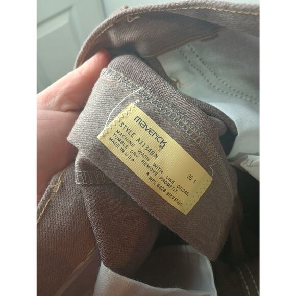 Vintage Maverick Brown Demin Jeans Flare Leg Men's Size 36 S Cotton NWT 70s 80s - Picture 6 of 6